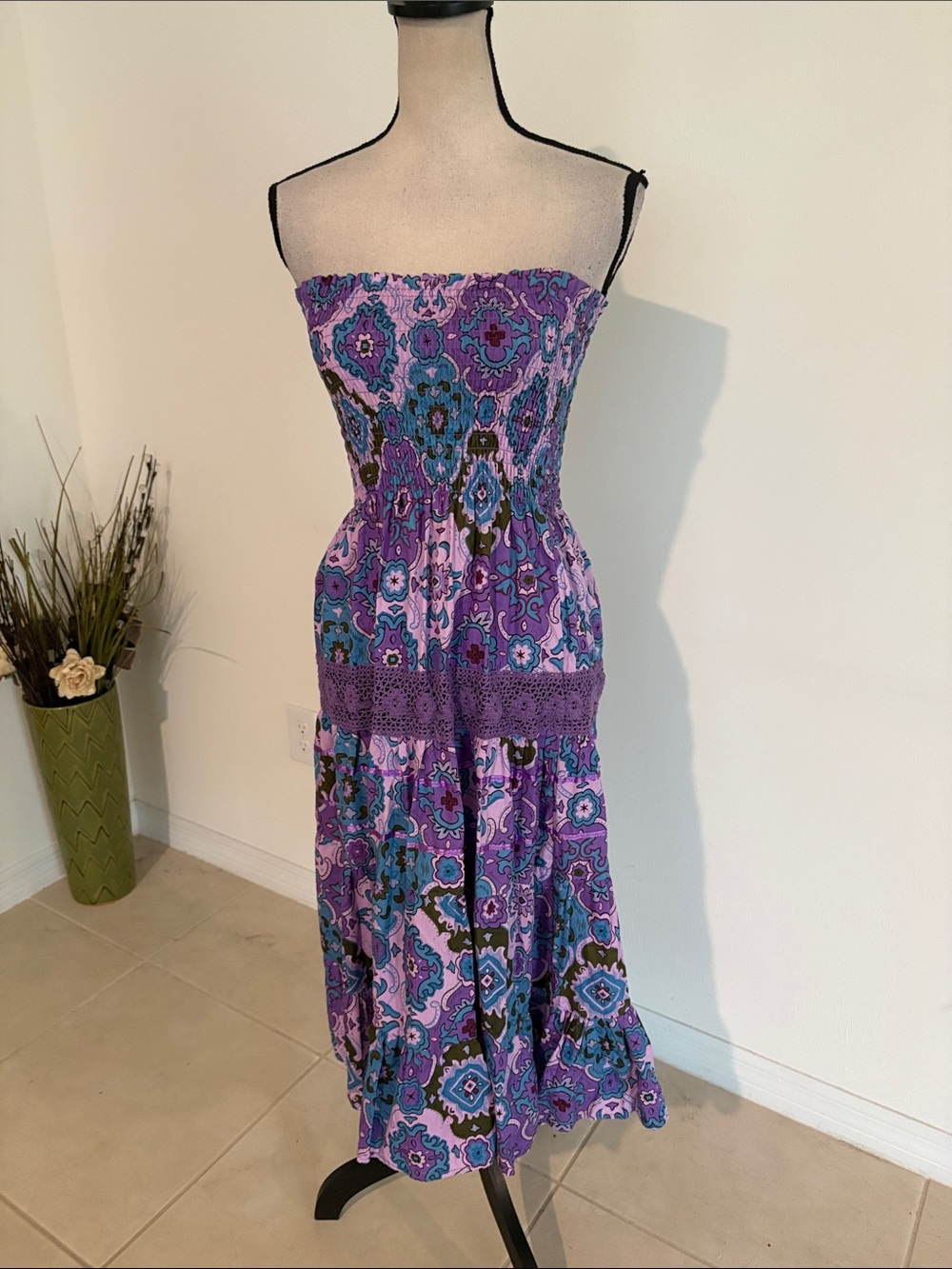 NWOT She’s cool large summer boho strapless dress 1844